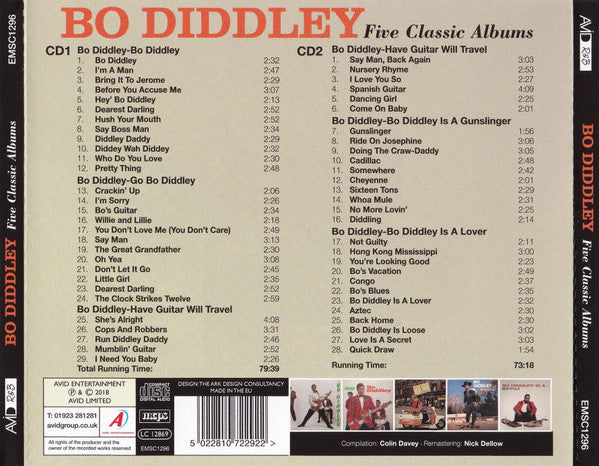 BO DIDDLEY (ボ・ディドリー)  - Five Classic Albums (UK 限定合体再発CDx2枚組/New)全57曲