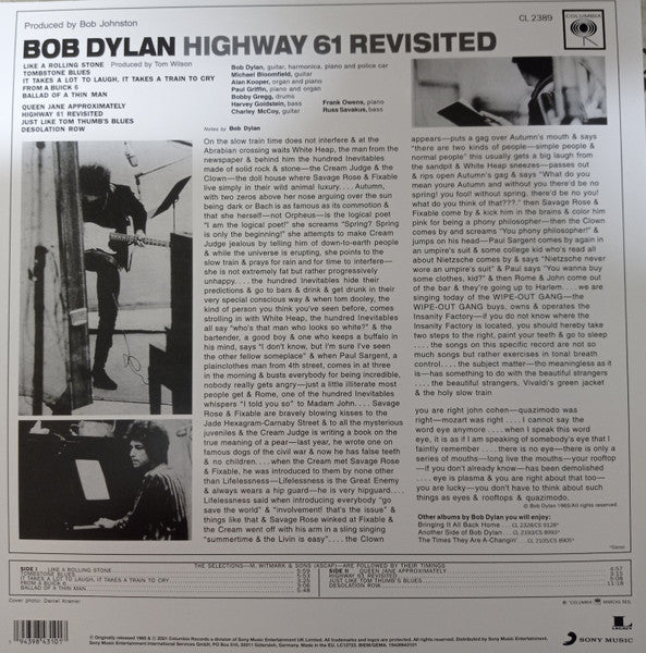 BOB DYLAN   (ボブ・ディラン)  - Highway 61 Revisited (EU 限定復刻再発「クリア VINYL」モノラル LP/New)