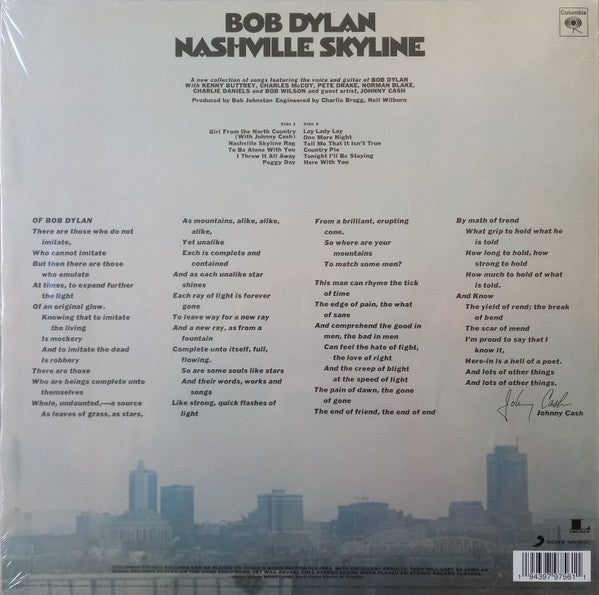 BOB DYLAN   (ボブ・ディラン)  - Nashville Skyline (EU 限定復刻再発「ホワイト VINYL」ステレオ LP/New)