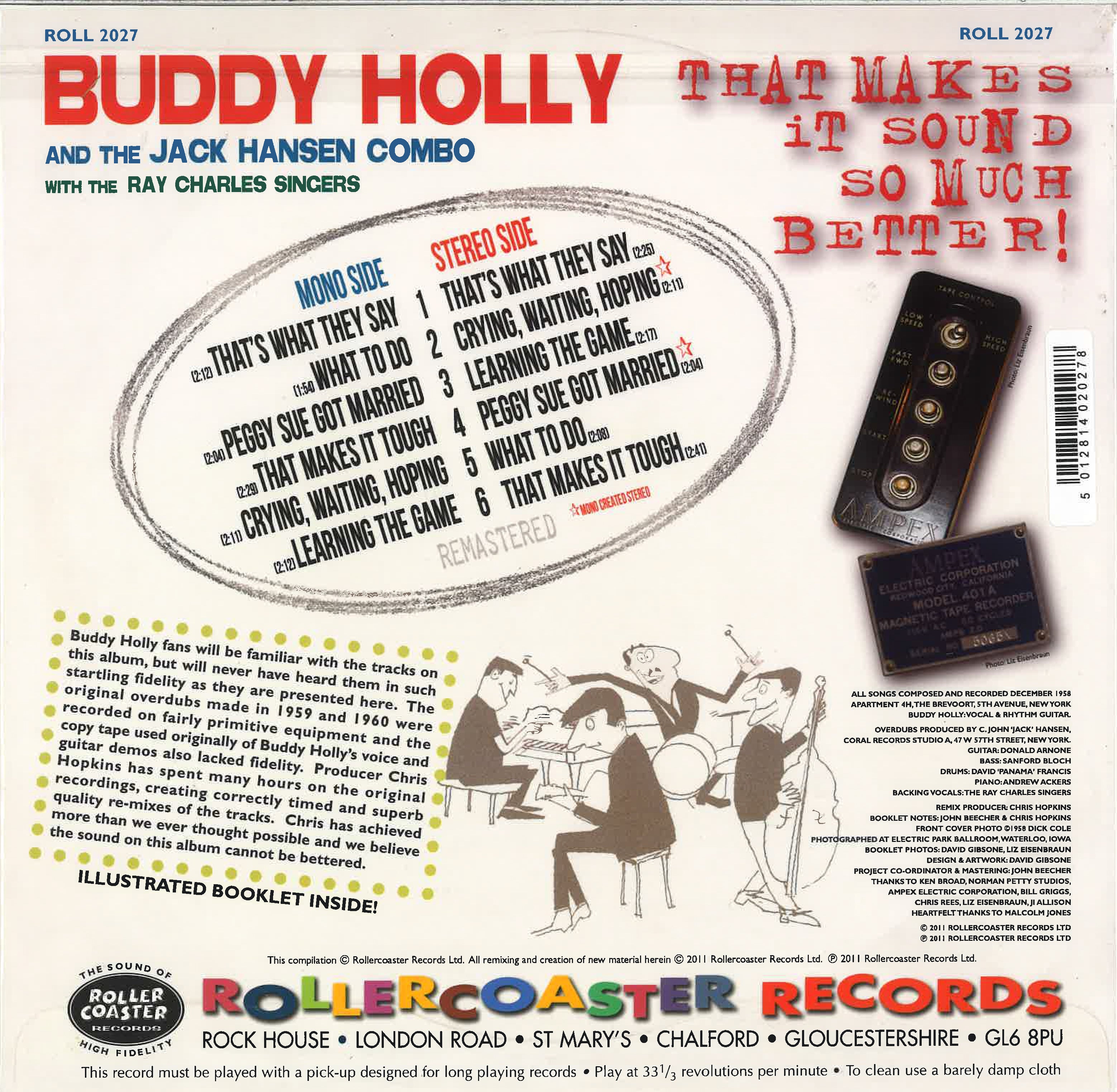 BUDDY HOLLY &  THE JACK HANSEN COMBO (バディ・ホリー & ザ・ジャック・ハンセン・コンボ)  - That Makes It Sound So Much Better (UK 限定10インチ LP/New)'58年 N.Y.セッション・レア・トラック集！