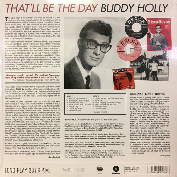 BUDDY HOLLY (バディ・ホリー)  - That'll Be The Day (EU 限定復刻ボーナス入り再発180g LP/New)