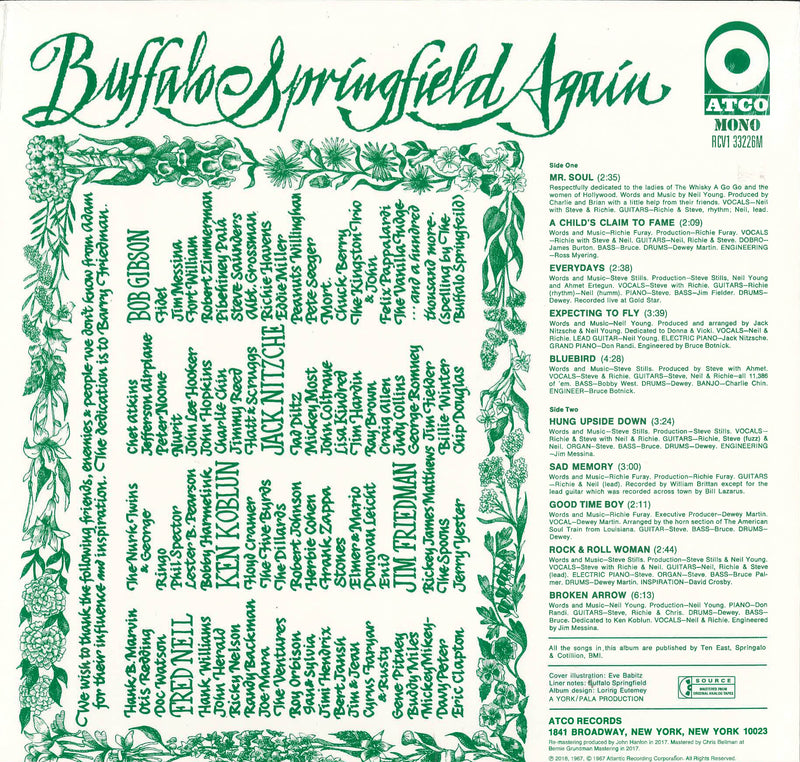 BUFFALO SPRINGFIELD (バッファロー・スプリングフィールド)  - Buffalo Springfield Again (EU 限定再発「クリスタル・クリア・ヴァイナル」モノラル LP/New)