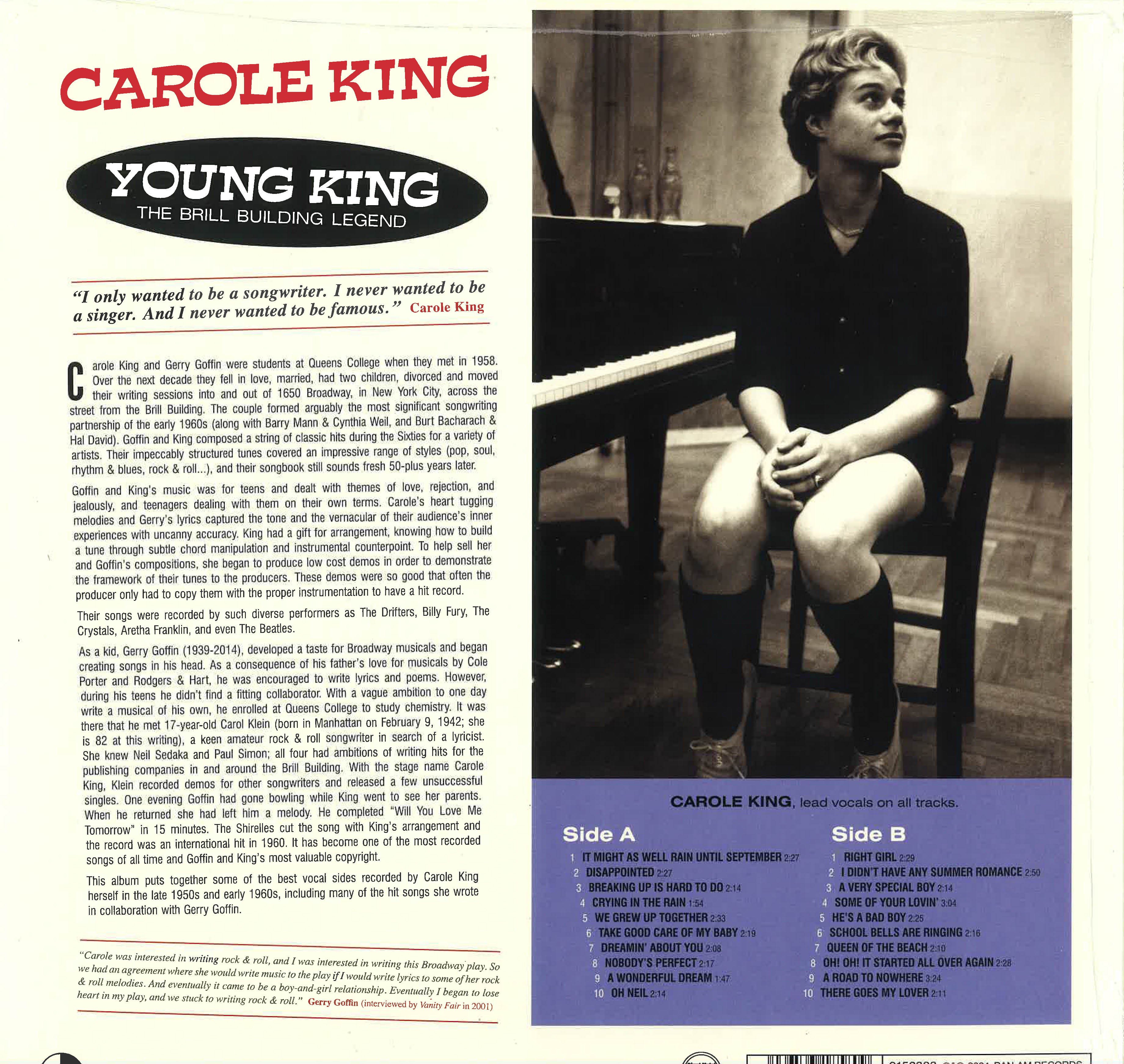 CAROLE KING (キャロル・キング)  - Young King - The Brill Building Legend (EU 限定プレス180g LP/New) 初期ソロ名義レアトラック・コンピ！