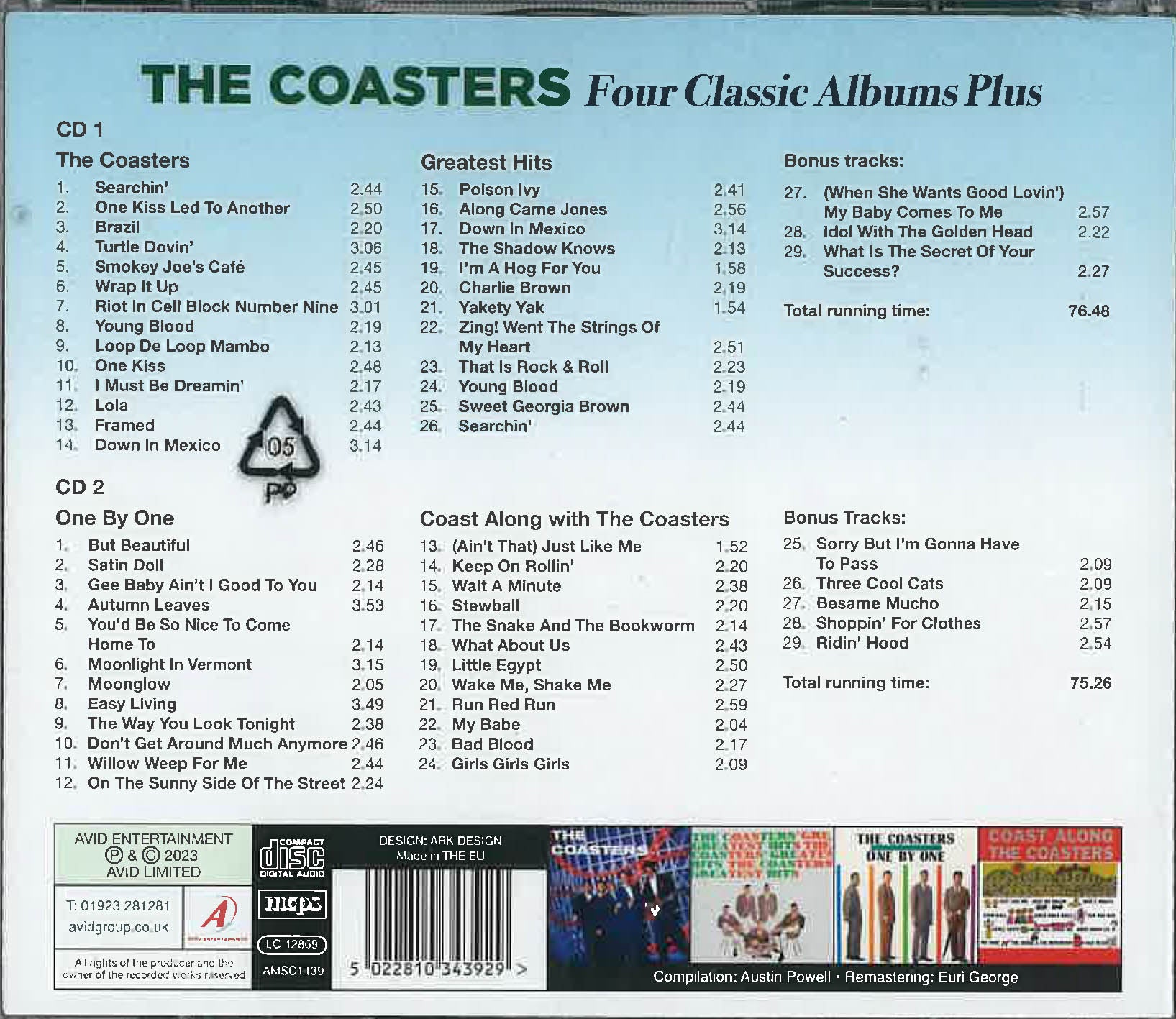 COASTERS (コースターズ)  - Four Classic Albums Plus  (UK 限定合体再発CDx2枚組/New) 全58曲！