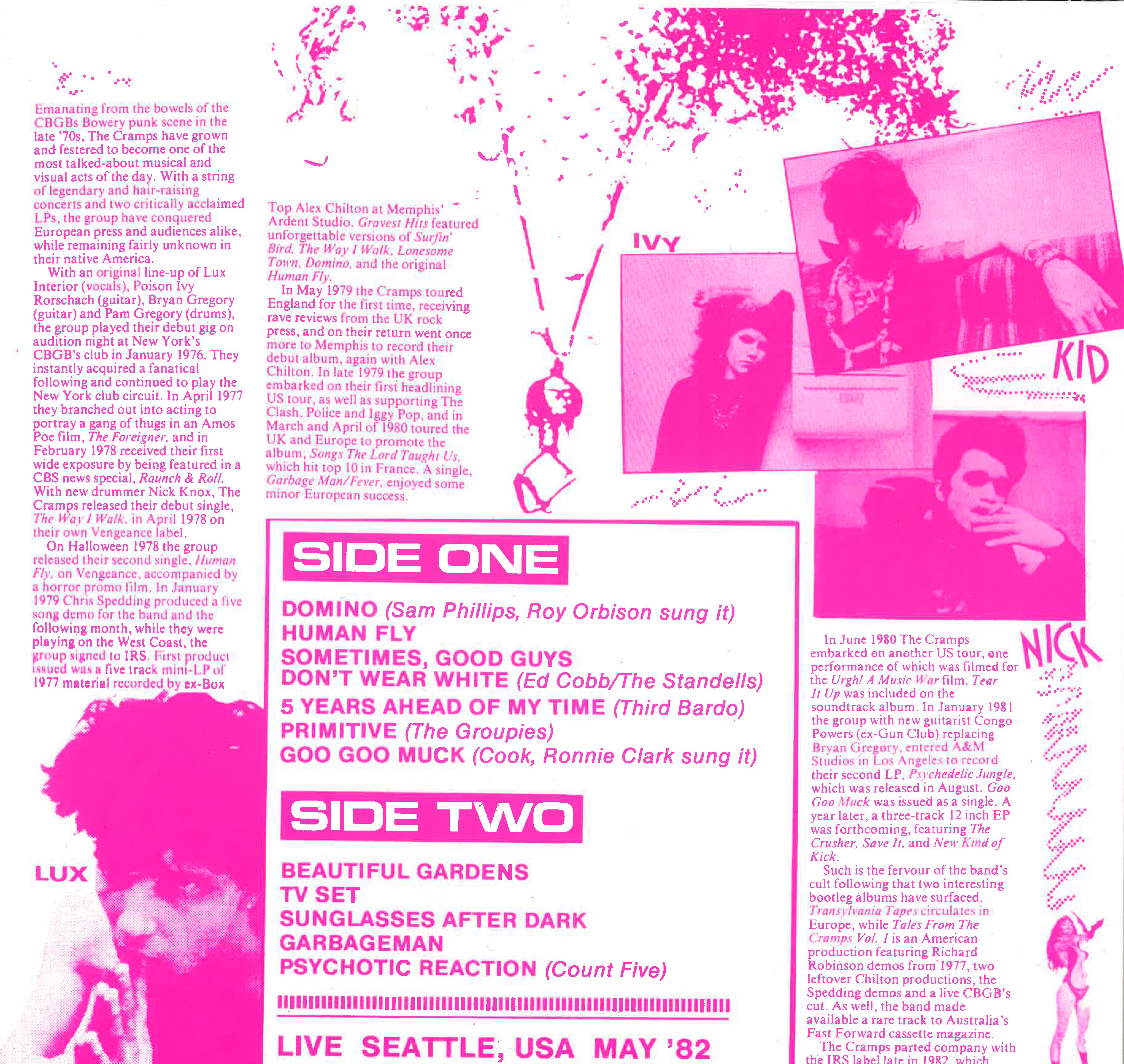 CRAMPS (クランプス)  - Psychedelic Safari (EU限定再発 LP /ピンク印刷ジャケ・バージョン New)'82年5月シアトルでの壮絶ライブ収録名作！