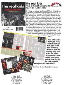 REAL KIDS, THE (ザ・リアル・キッズ)  - Live At The Rat! January 22 1978 (German 限定プレス LP / New) 見開きジャケ！