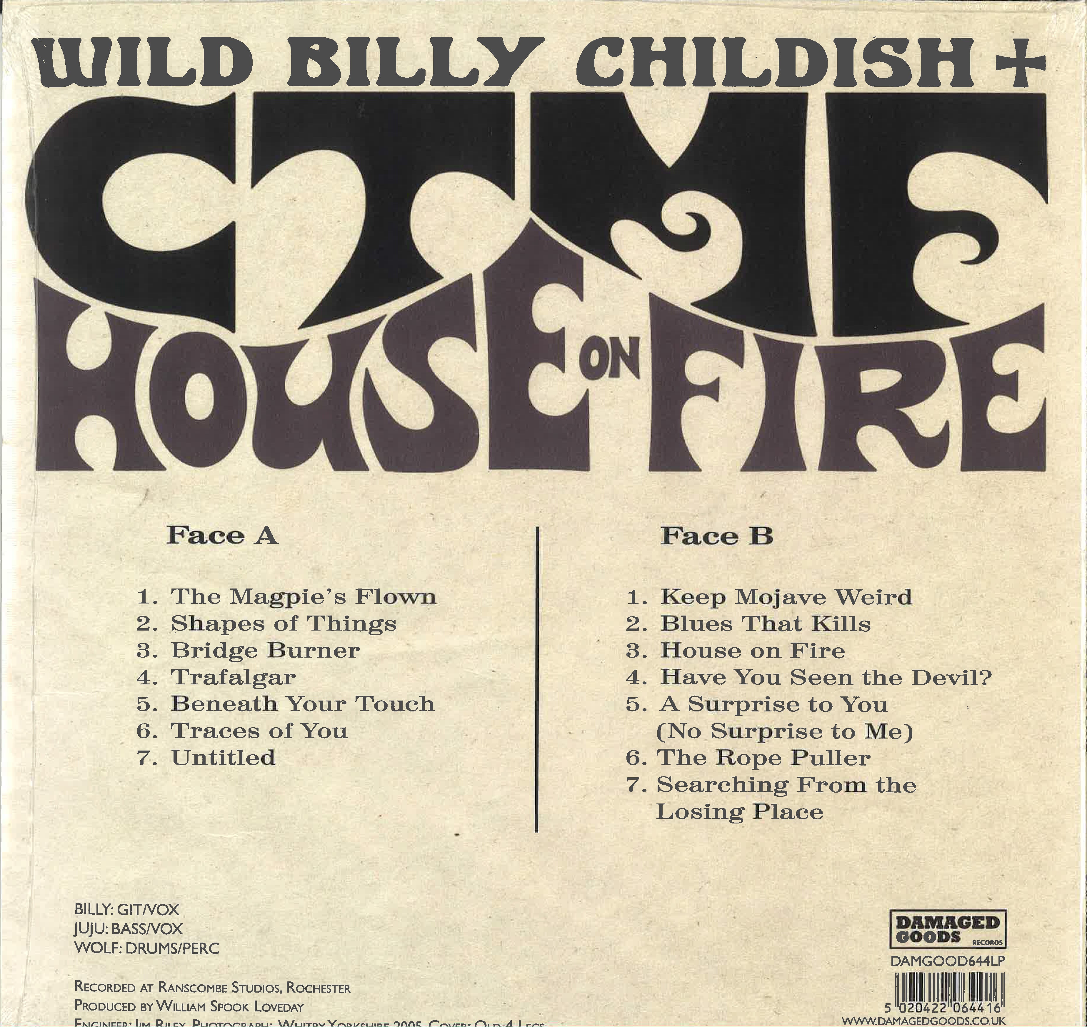 WILD BILLY CHILDISH & CTMF (ワイルド・ビリー・チャイルディッシュ & CTMF)  - House On Fire (UK 限定 LP、ざら紙ジャケ/New) '26年新作アルバム！