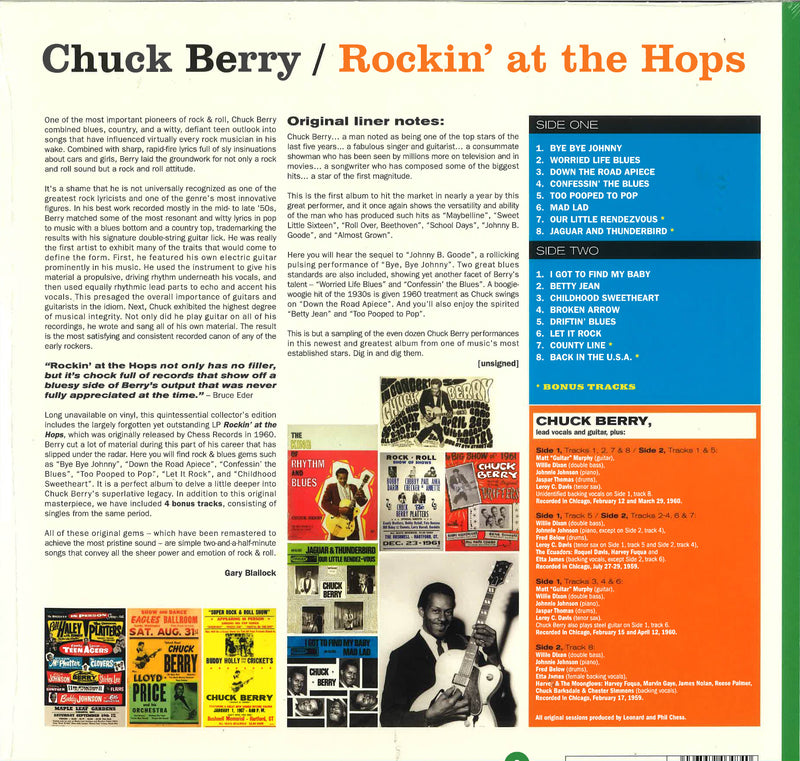 CHUCK BERRY (チャック・ベリー)  - Rockin' At The Hops (EU 限定復刻ボーナス入り再発「グリーン・ヴァイナル」180g LP/New)