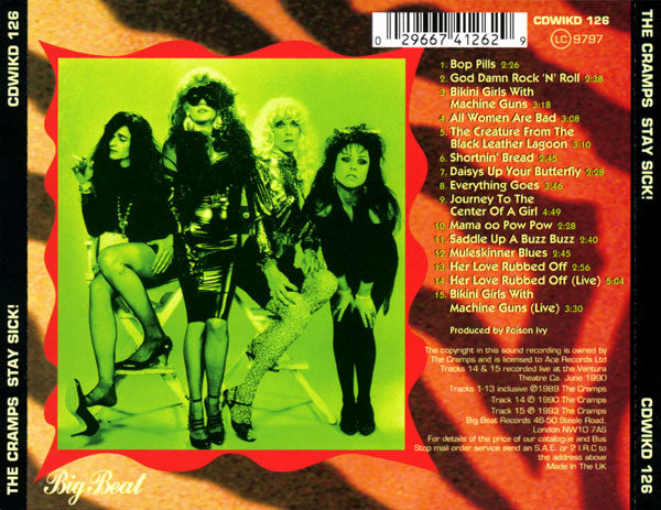 CRAMPS, THE (ザ・クランプス)  - Stay Sick! (UK 限定ボーナス入り正規再発 CD / New)’90年名作フル4作目アルバム！