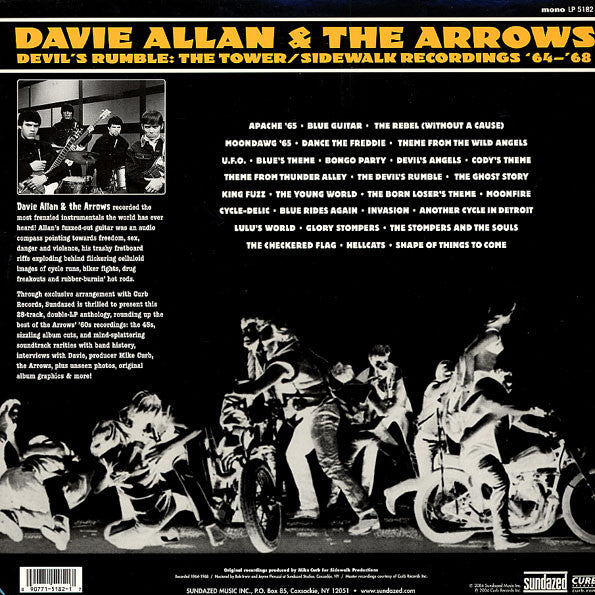 DAVIE ALLAN & THE ARROWS  (デヴィ・アラン & ザ・アロウズ)  - Devil's Rumble (Anthology '64-'68) (US サンデイズド社限定モノラル 2xLP/廃盤 New)