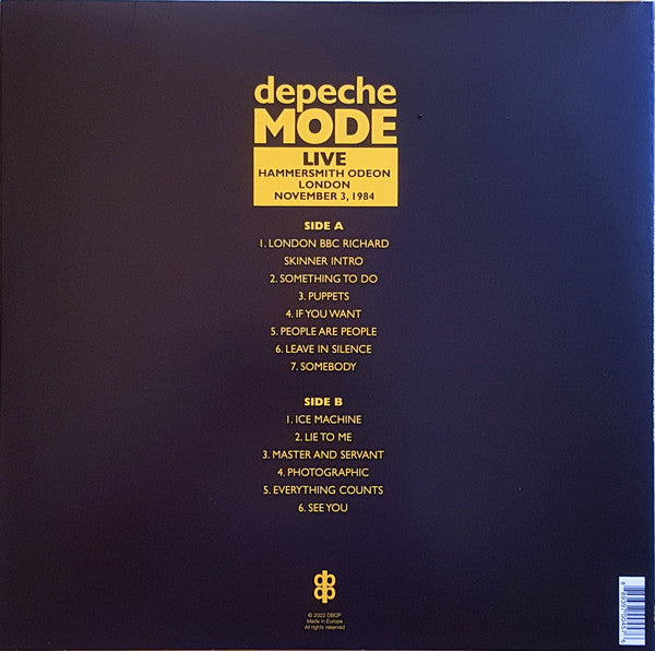 DEPECHE MODE (デペッシュ・モード)  - Live - Hammersmith Odeon London November 3, 1984 (EU 限定リリース LP/NEW)
