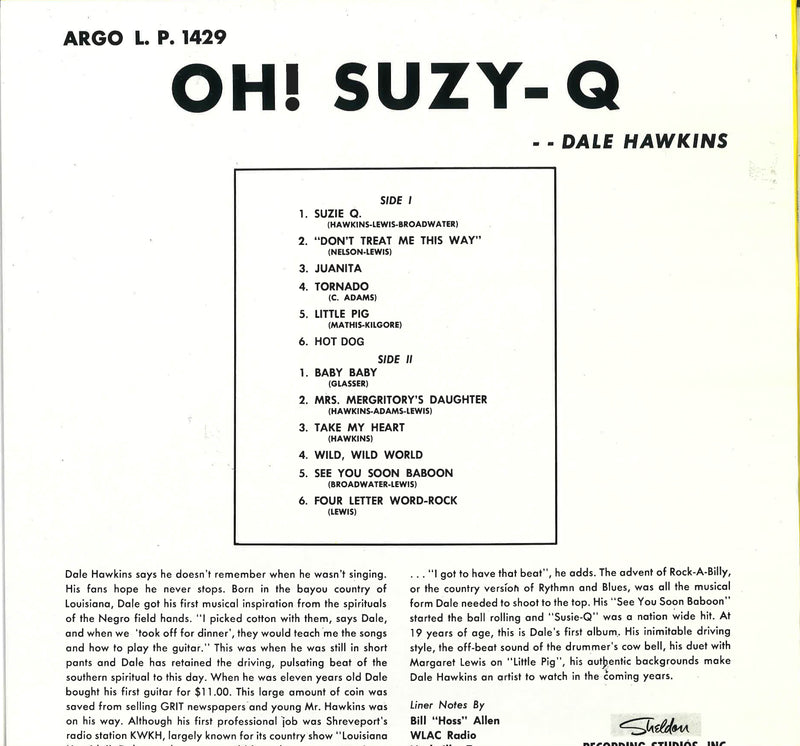 DALE HAWKINS (デイル・ホーキンス)  - Oh! Suzy-Q (EU 限定復刻再発アナログ LP/New)