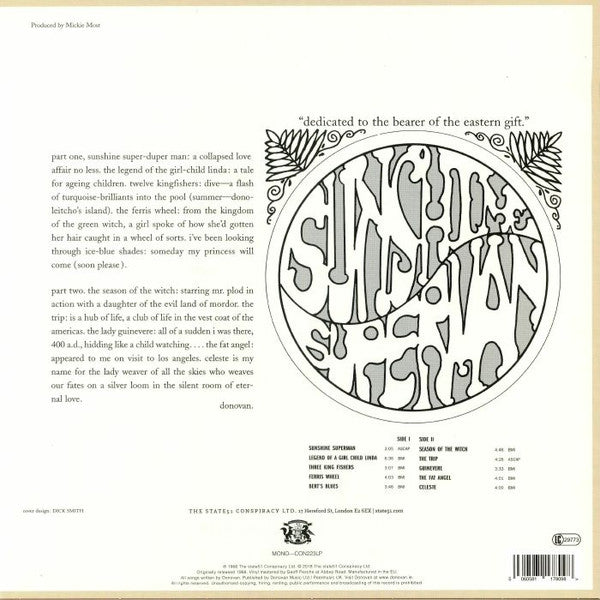 DONOVAN (ドノヴァン)  - Sunshine Superman (UK限定リマスター再発180g「モノラル」 LP/New)