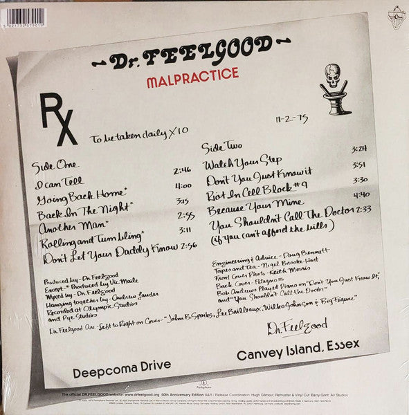 DR.FEELGOOD (ドクター・フィールグッド)  - Malpractice (UK 発売50周年限定復刻リマスター再発ステレオ LP/ New) 英パブロック界名作'75年セカンド・アルバム