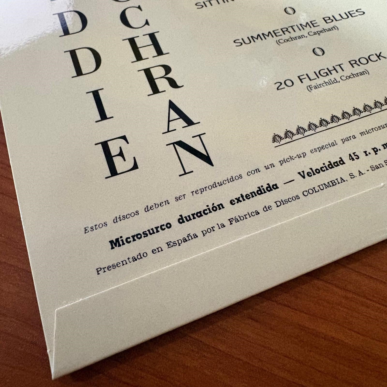 EDDIE COCHRAN (エディ・コクラン)  - C'mon Everybody + 3 (スペイン限定復刻リプロ再発4曲入り7インチEP/折り返しジャケも再現/ New) '60年スペインEPの再現！