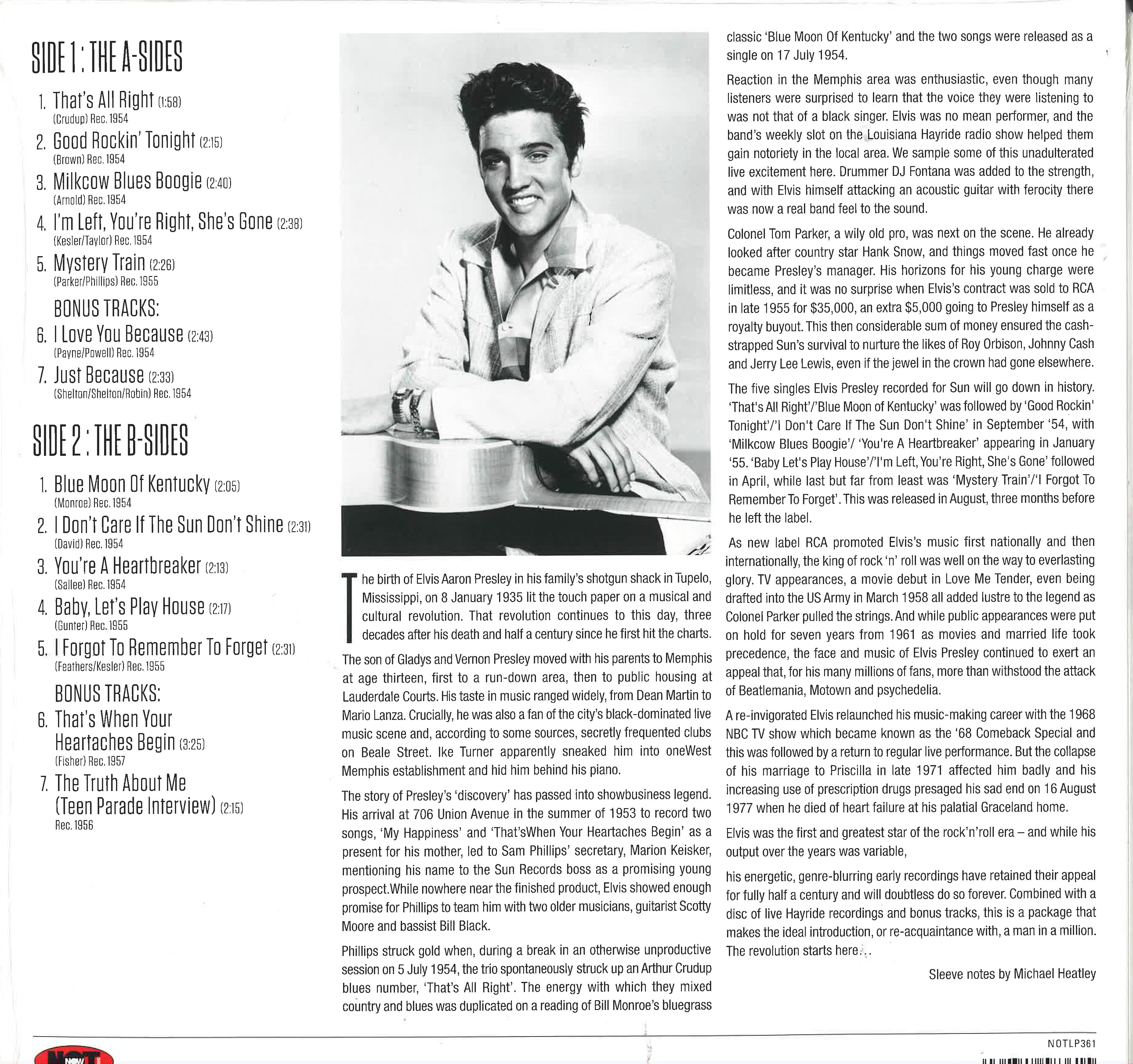 ELVIS PRESLEY (エルヴィス・プレスリー)  - The Sun Singles Collection (UK 限定アナログ LP/New)