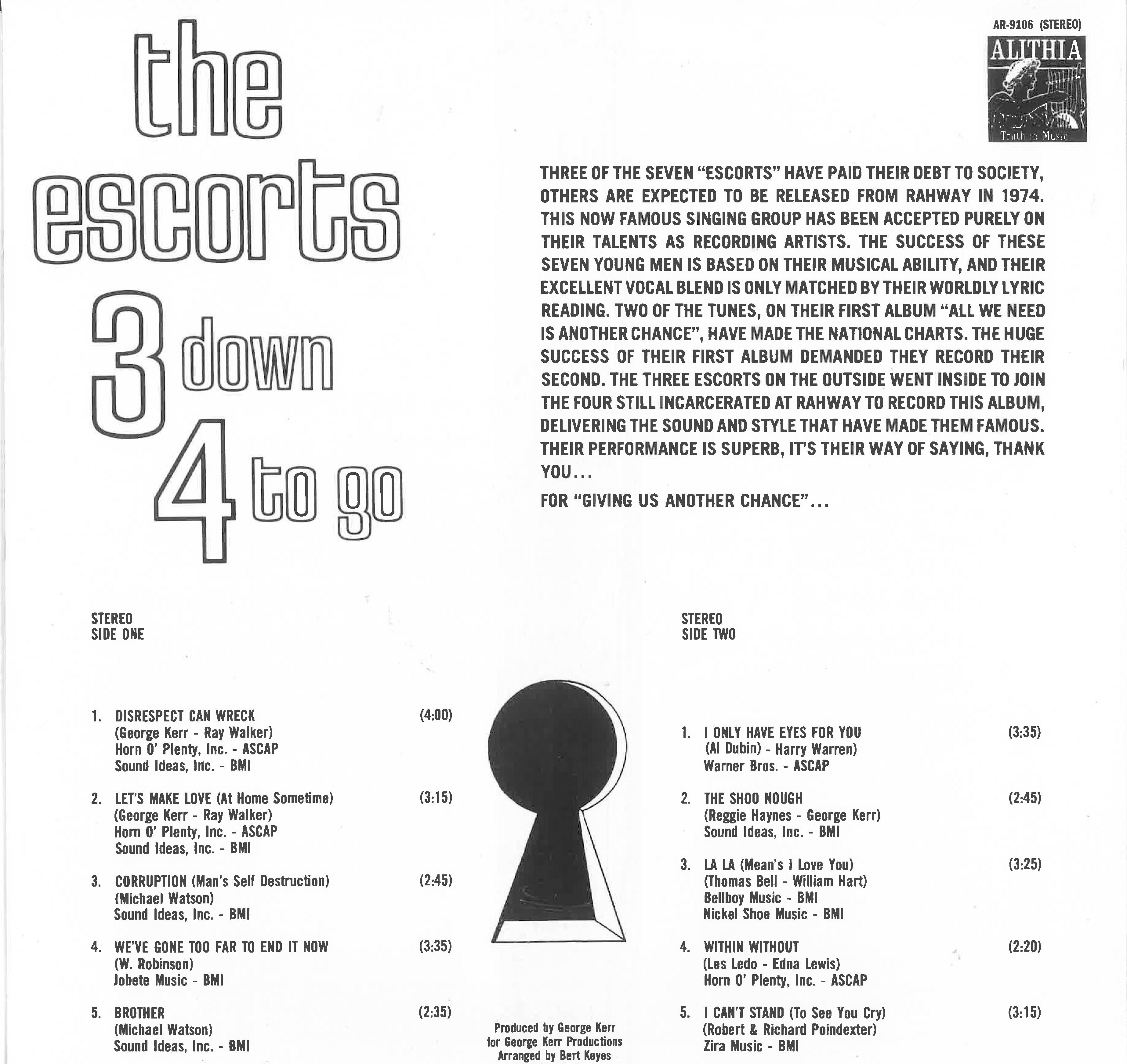 ESCORTS (エスコーツ)  - 3 Down 4 To Go (US 限定復刻再発 LP/New)