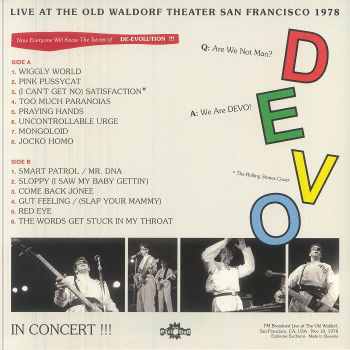 DEVO (ディーヴォ)  - Live At The Old Waldorf San Francisco 1978 (EU 限定リリース LP/NEW) '78年US録音ライブアルバム