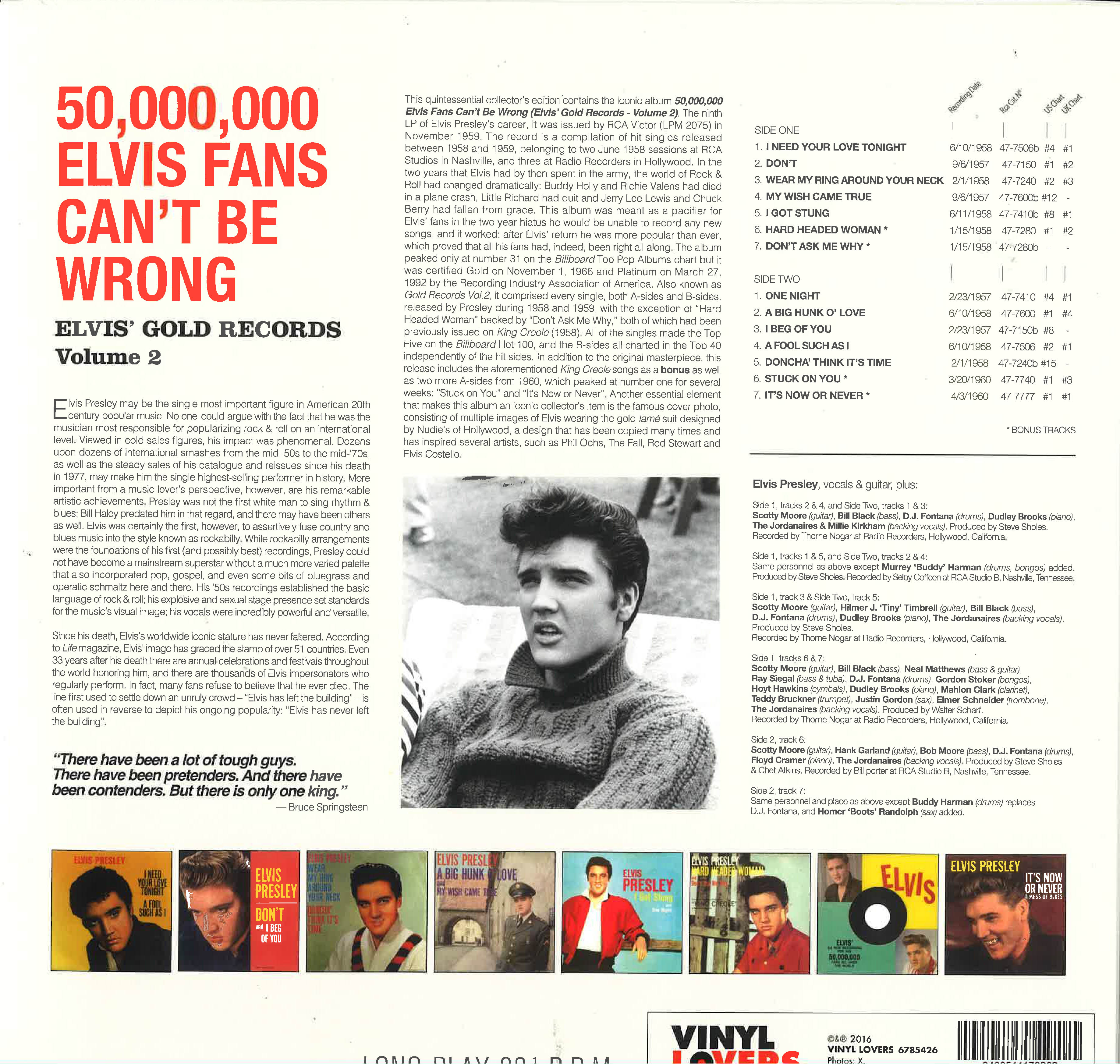 ELVIS PRESLEY (エルヴィス・プレスリー)  - 50,000,000 Elvis Fans Can't Be Wrong (Elvis' Gold Records, Vol. 2)  (EU 限定復刻ボーナス入り再発180g LP/New)