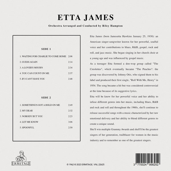 ETTA JAMES (エタ・ジェイムズ)  - Etta James [ 3rd Album ]   (EU 限定復刻再発「新装ジャケ クリア VINYL」LP/New)