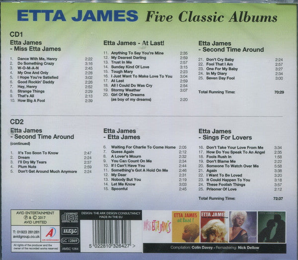 ETTA JAMES (エタ・ジェイムズ)  - Five Classic Albums (UK 限定合体再発CDx2枚組D/New) 全50曲！