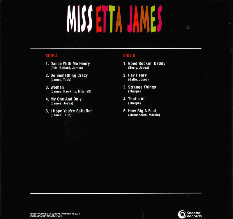 ETTA JAMES (エタ・ジェイムズ)  - Miss Etta James (EU 限定復刻再発「オレンジ VINYL」LP/New)