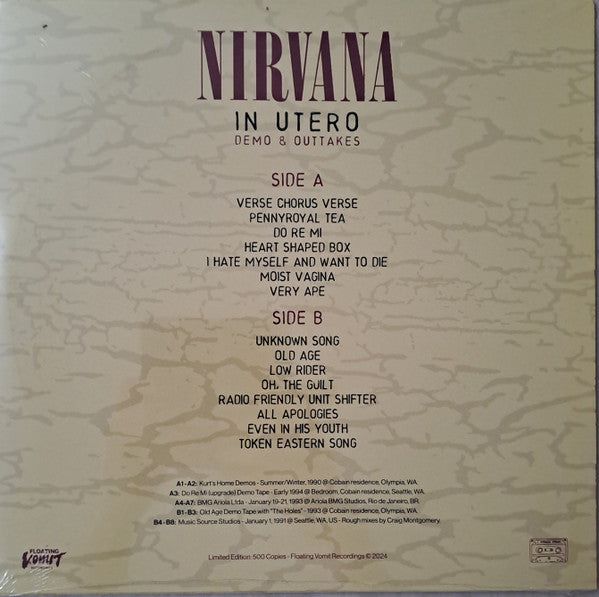 NIRVANA (ニルヴァーナ)  - In Utero Demo & Outtakes (Italy 500枚限定リリース LP/NEW)