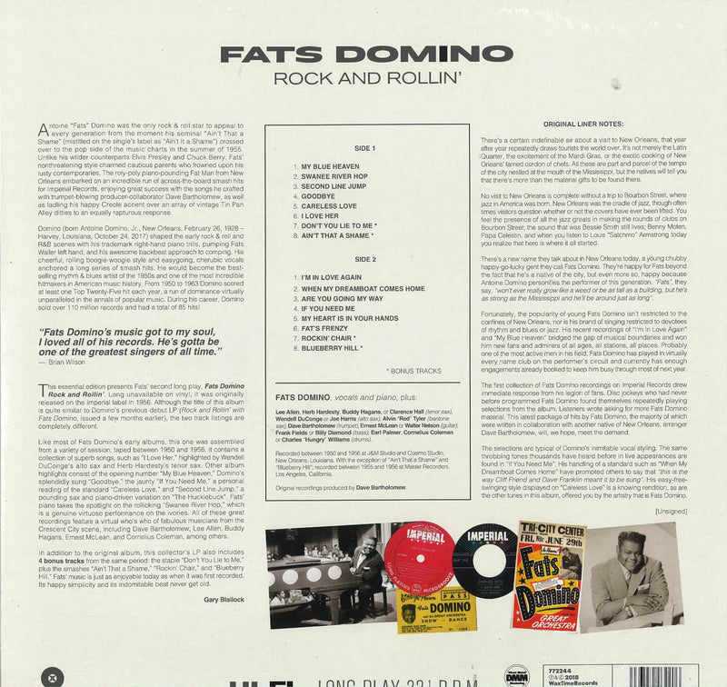 FATS DOMINO (ファッツ・ドミノ)  - Rock And Rollin' (EU 限定復刻ボーナス入り再発180g LP/New)