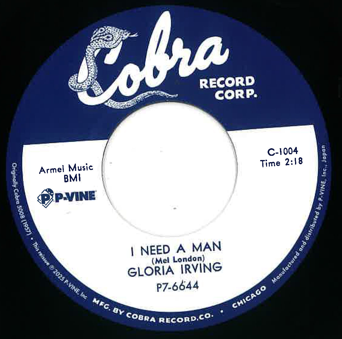 GLORIA IRVING  (グロリア・アーヴィング)  - I Need A Man (Japan 限定復刻再発 7インチ+カンパニースリーブ /New) ポップコーン（ルンバ）R&B！