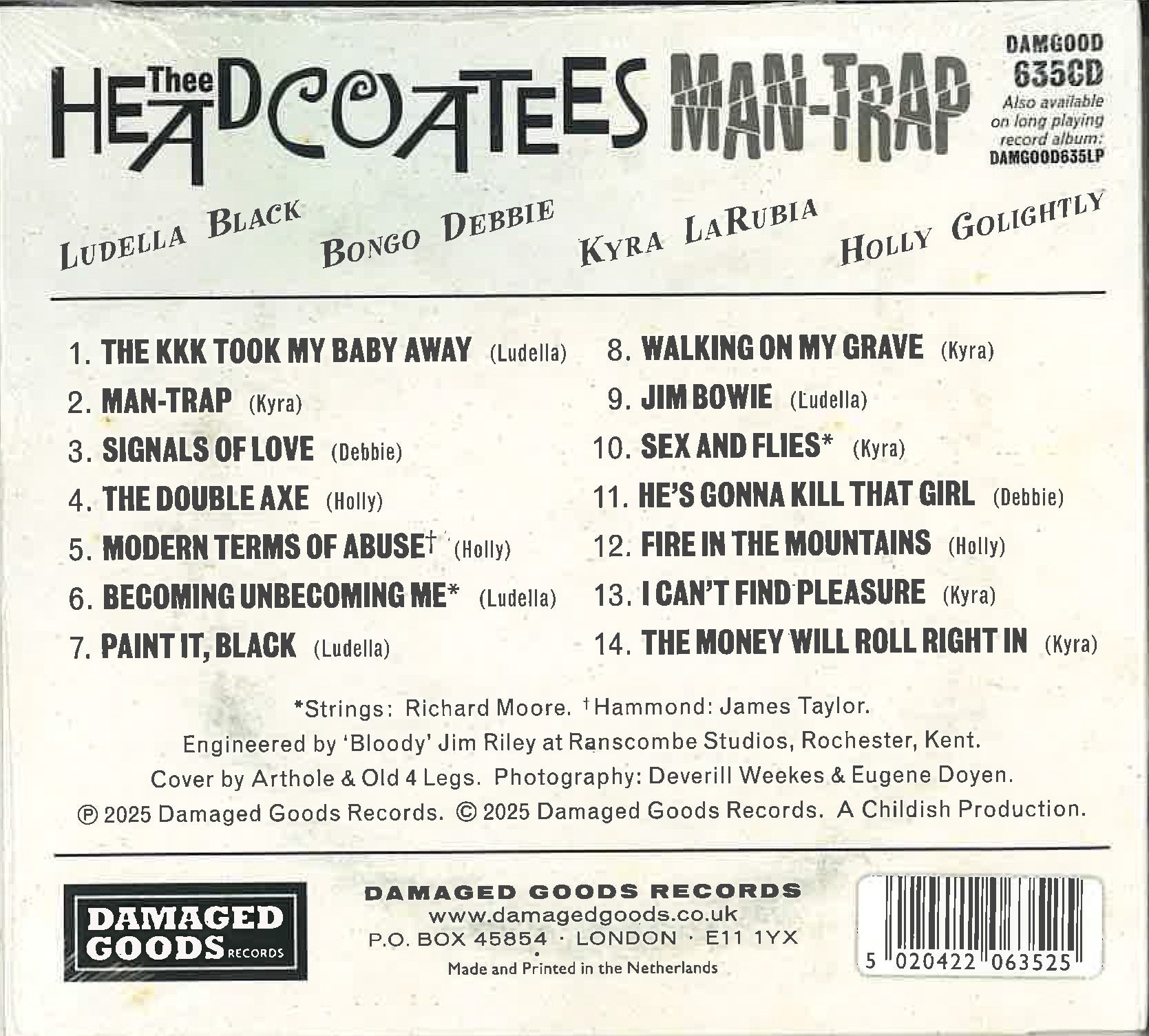 HEADCOATEES, THEE (ジー・ヘッドコーティーズ)  - Man-Trap (UK限定CD/見開き紙ジャケ/New) 26年ぶりの復活新作アルバム！