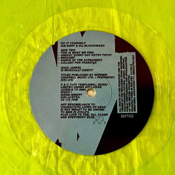 IAN DURY ＆ THE BLOCKHEADS (イアン・デューリー＆ザ・ブロックヘッズ)  - Do It Yourself (UK 限定復刻再発「ライムカラー VINYL」LP/New)