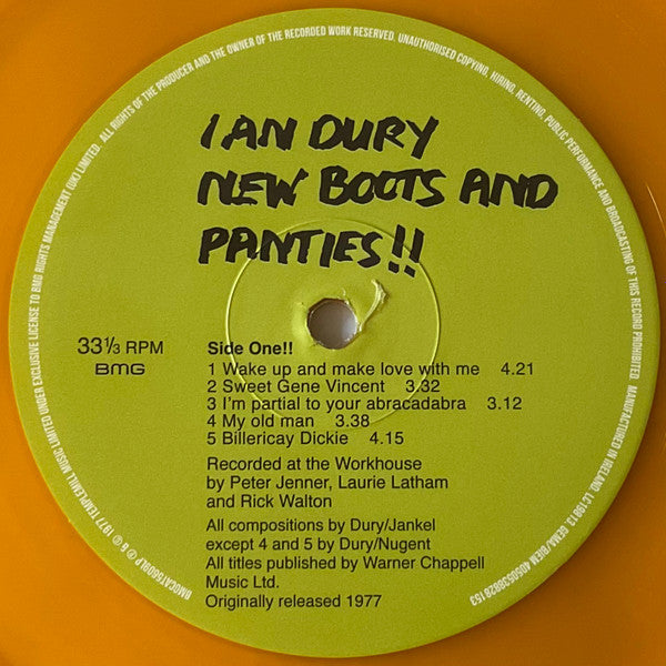 IAN DURY ＆ THE BLOCKHEADS (イアン・デューリー＆ザ・ブロックヘッズ)  - New Boots And Panties !! (UK 限定復刻再発「オレンジ VINYL」LP/New)