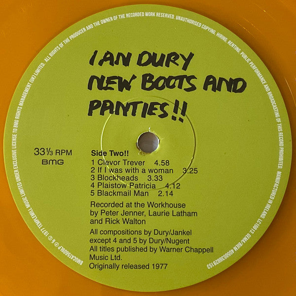 IAN DURY ＆ THE BLOCKHEADS (イアン・デューリー＆ザ・ブロックヘッズ)  - New Boots And Panties !! (UK 限定復刻再発「オレンジ VINYL」LP/New)