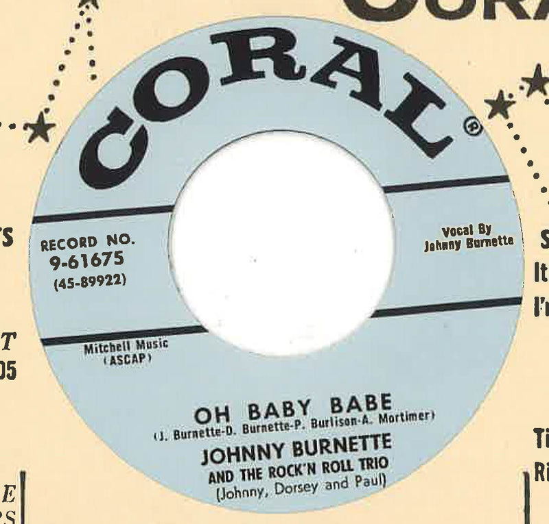 JOHNNY BURNETTE & THE R&R TRIO (ジョニー・バーネット& ザ・R&Rトリオ)  - Tear It Up / Oh Baby Babe (US 限定復刻リプロ再発 7"+カンパニー・スリーブ/New)