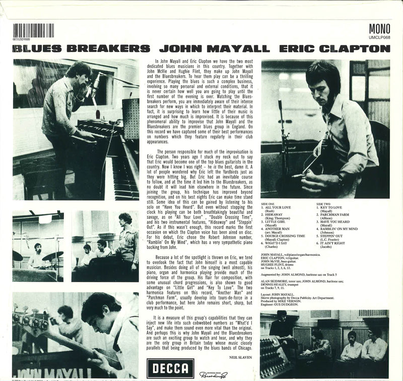 JOHN MAYALL with ERIC CLAPTON (ジョン・メイオール with エリック・クラプトン) - Blues Breakers  (EU 正規限定復刻再発モノラル LP -豪華折り返しジャケ/New)