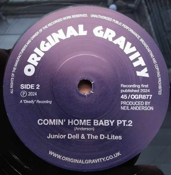 JUNIOR DELL & THE D-LITES feat. Donnoya Drake  (ジュニア・デル＆ザ・ディーライツ  feat. ドノヤ・ドレイク)  - Comin' Home Baby (UK 初回限定オリジナル「青ラベ」 7"+カンパニースリーブ/New)