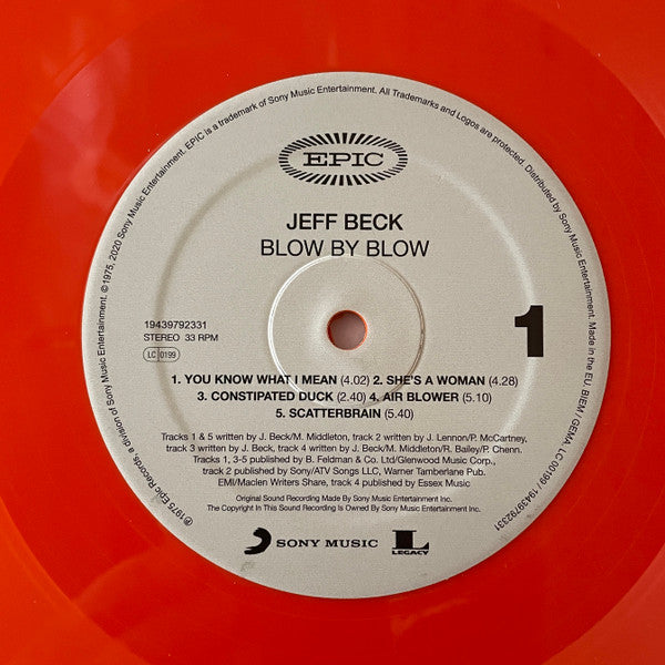 JEFF BECK (ジェフ・ベック)  - Blow By Blow (EU限定復刻再発「オレンジ VINYL」LP/New)