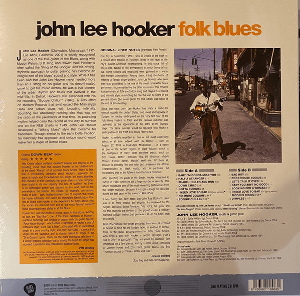 JOHN LEE HOOKER (ジョン・リー・フッカー)  - Folk Blues (EU 限定復刻ボーナス入り再発180g LP/New)