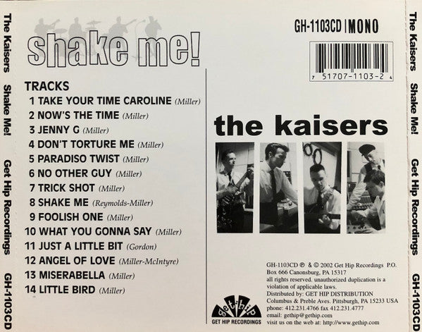 KAISERS (カイザーズ)  - Shake Me ! (US 限定再発モノラル CD/New )'02年6作目アルバム！
