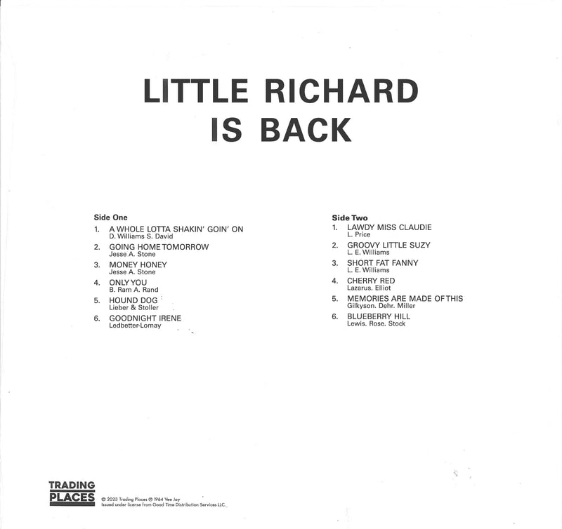 LITTLE RICHARD (リトル・リチャード)  - Little Richard Is Back (EU 限定復刻再発 LP/New)