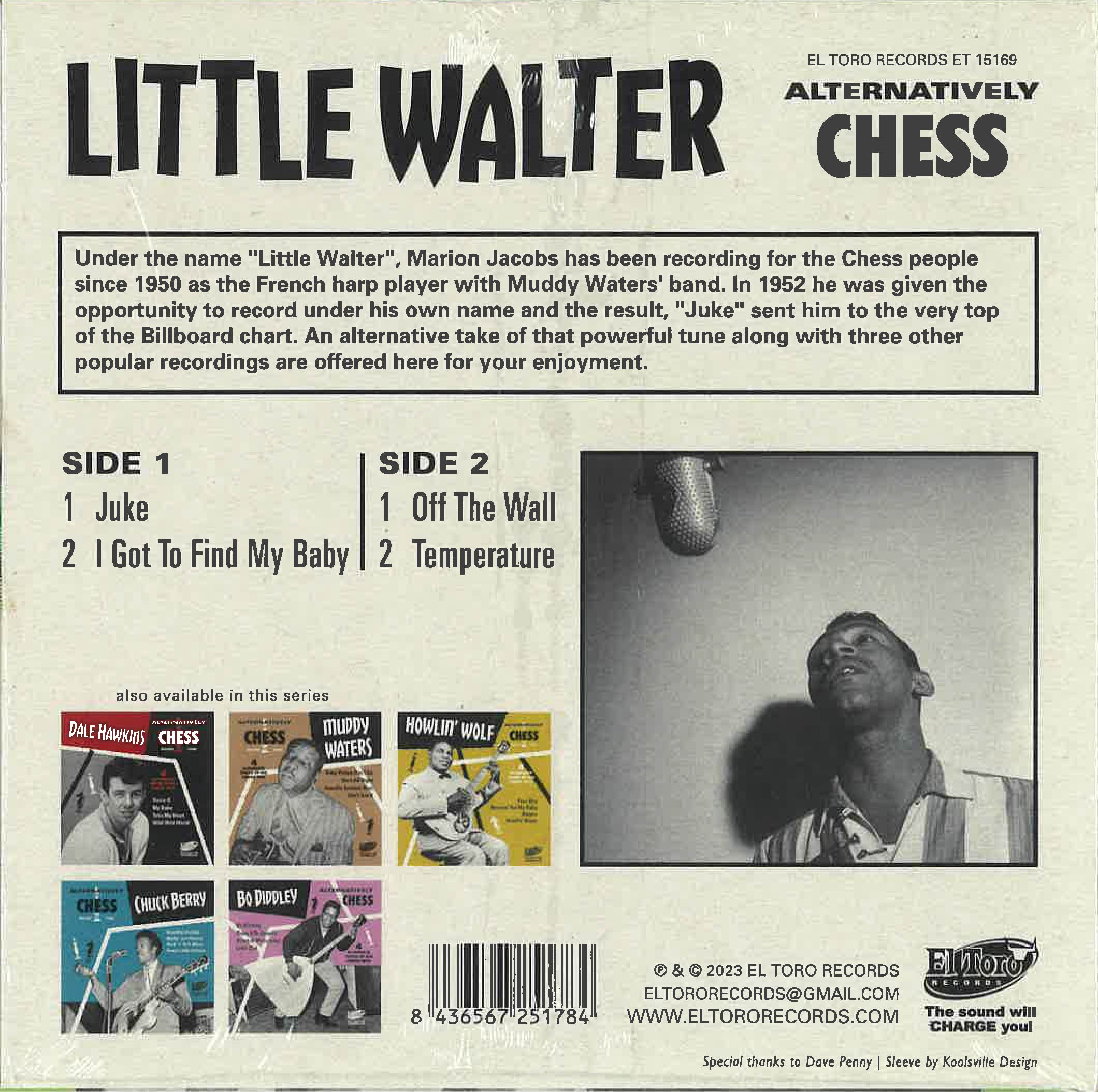 LITTLE WALTER (リトル・ウォルター) - Alternatively CHESS / Juke +3 (Spain  限定4曲入りジャケ付き「グリーン盤」7インチEP/New)