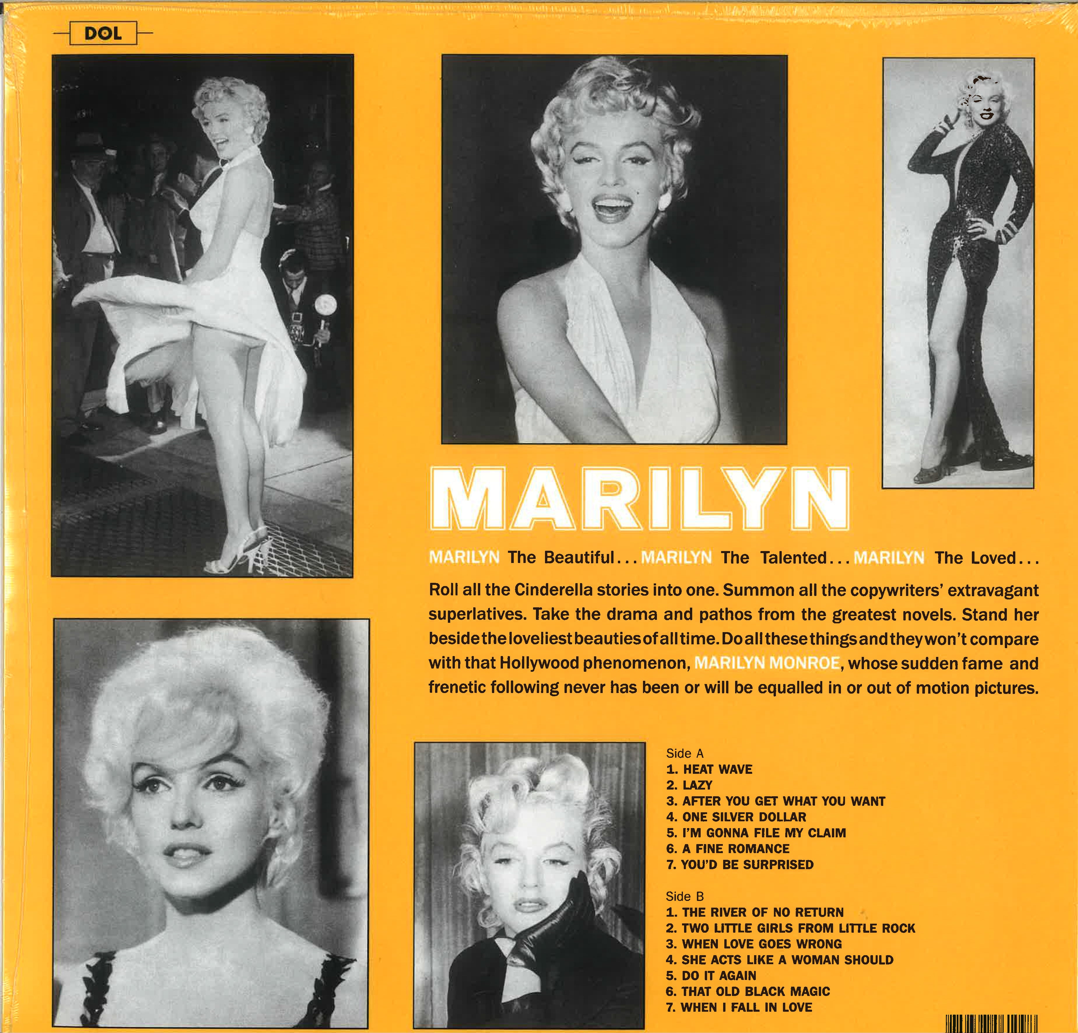 MARILYN MONROE (マリリン・モンロー)  - Marilyn Monroe (EU 限定ボーナス追加14曲入り再発「ゴールド VINYL」 LP/New) 主演映画3作からの選曲プラス！