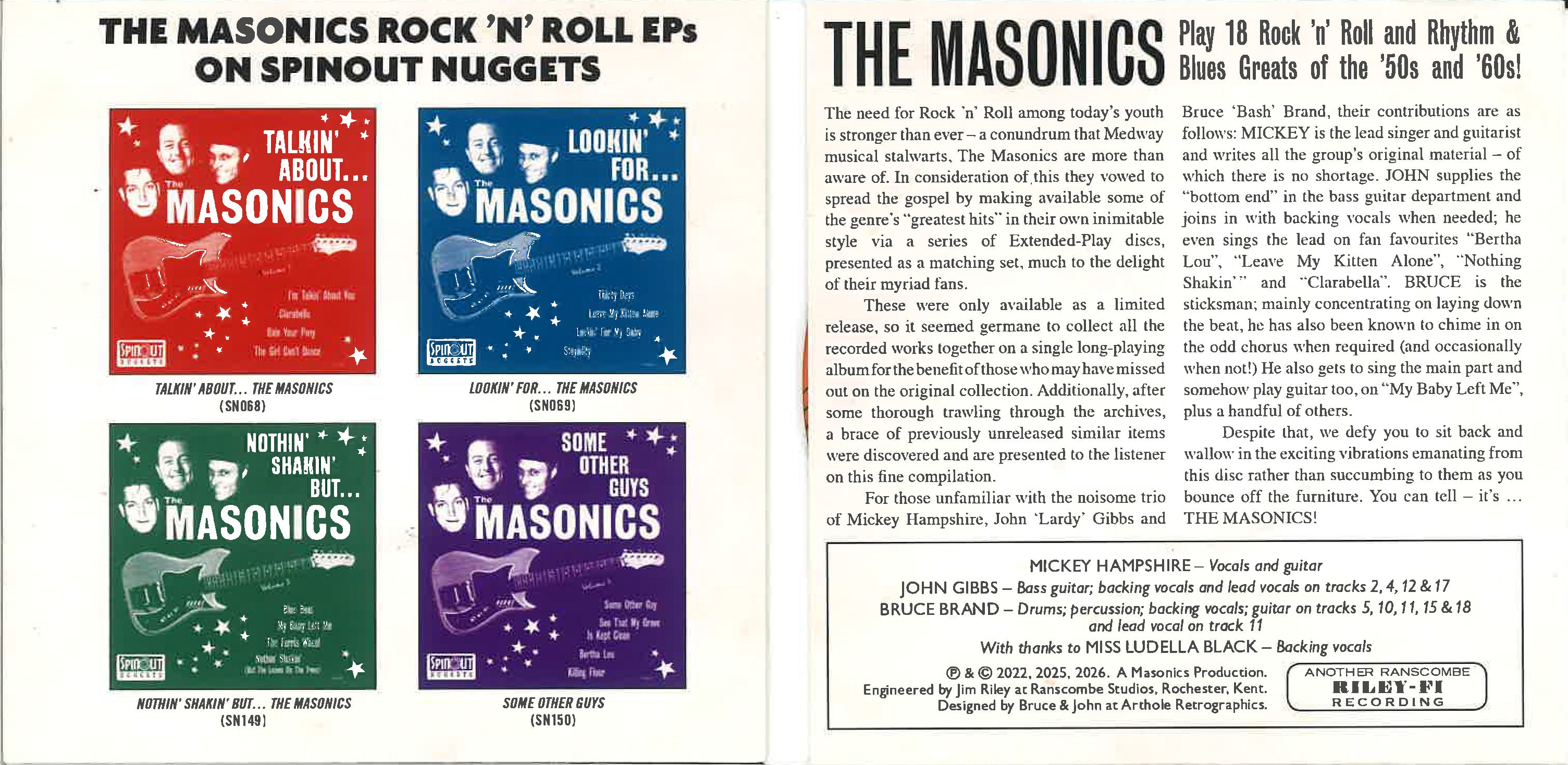 MASONICS, THE  (マーソニックス )  - You Can Tell, Its... The Masonics (UK 限定見開き紙ジャケCD/New) '23〜'25年発表カバー4曲入りEPx4種＋未発表のコンピ！