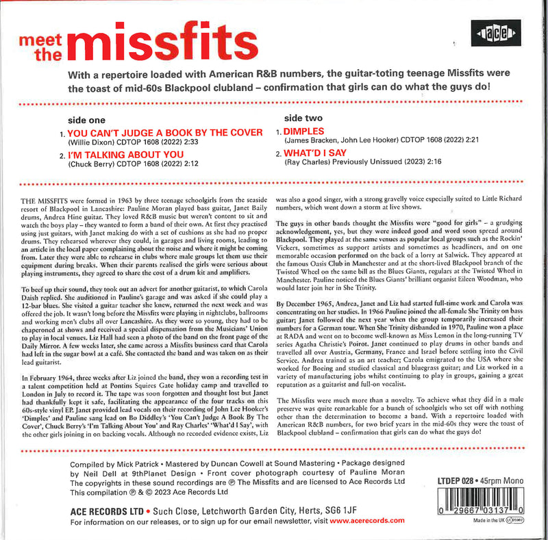 MISSFITS, THE (ザ・ミスフィッツ)  - Meet The Missfits (UK 限定ジャケ付き再発4曲入り7インチEP/New)