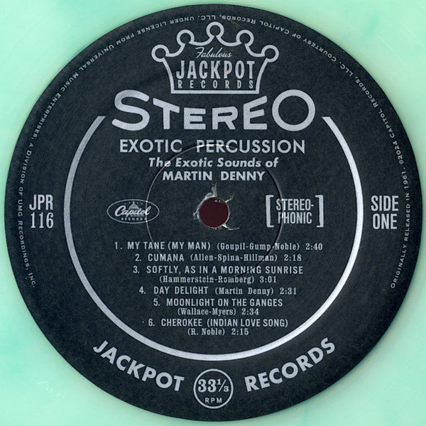 MARTIN DENNY (マーティン・デニー)  - Exotic Percussion (US 限定復刻再発「Sea Glass=ターコイズ VINYL」ステレオ LP/New)'61年12作目