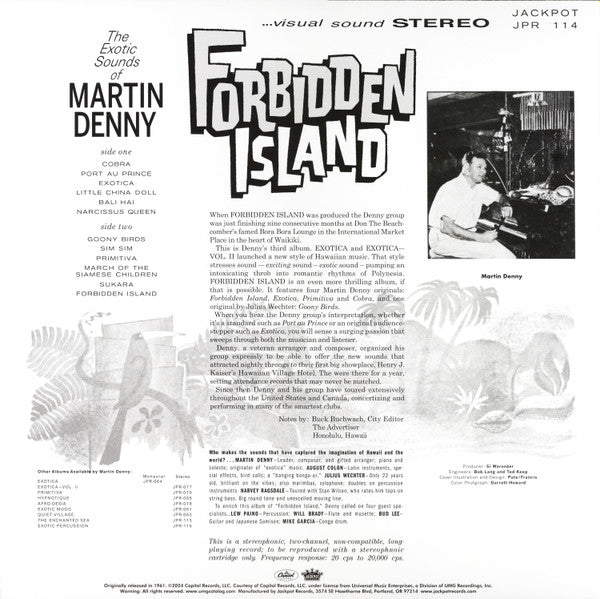 MARTIN DENNY (マーティン・デニー)  - Forbidden Island (US 限定復刻再発「Dark Lava＝レッド・マーブル VINYL」ステレオ LP/New) '58年サード・アルバム