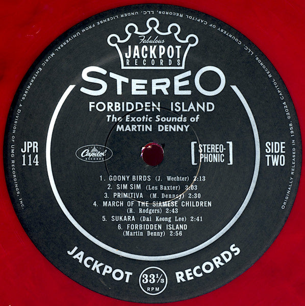 MARTIN DENNY (マーティン・デニー)  - Forbidden Island (US 限定復刻再発「Dark Lava＝レッド・マーブル VINYL」ステレオ LP/New) '58年サード・アルバム