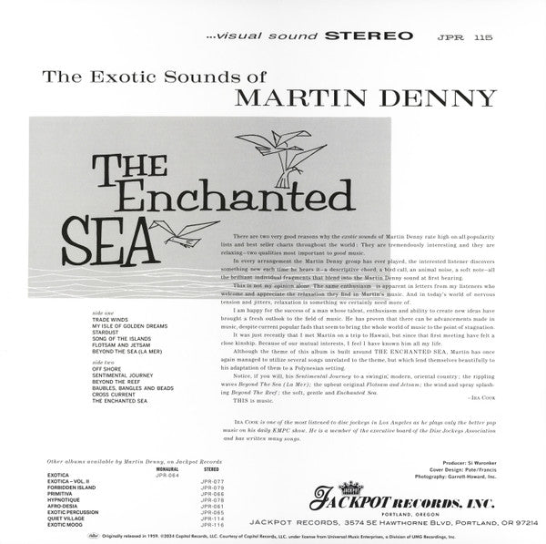 MARTIN DENNY (マーティン・デニー)  - The Enchanted Sea (US 限定復刻再発「Tiki Green（ライトグリーン）VINYL」ステレオ LP/New) '60年9作目