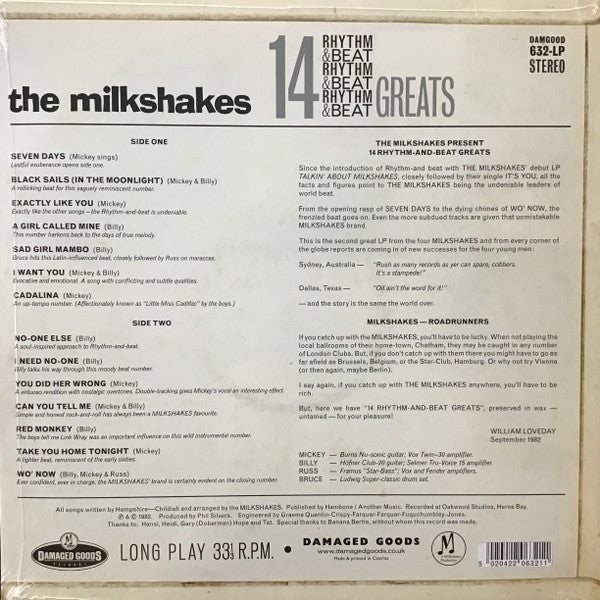 MILKSHAKES  (ミルクシェイクス)  - Fourteen Rhythm & Beat Greats (UK 限定復刻再発 LP/New) '82年セカンド・アルバム 41年ぶりの再発化！