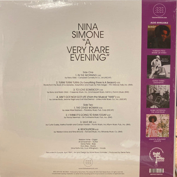 NINA SIMONE (ニーナ・シモン)  - A Very Rare Evening (US 限定復刻再発「黒盤」LP+帯 /New)